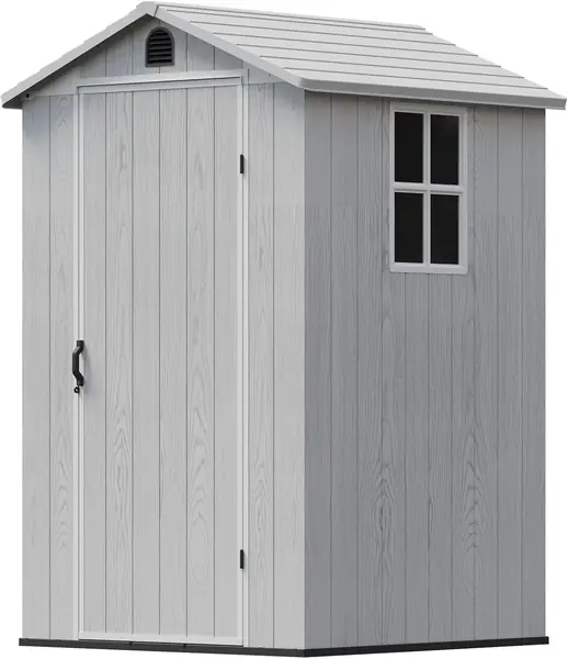 4x4 Gartenhaus 2,3m3, Kunststoff Gerätehaus mit Boden…
