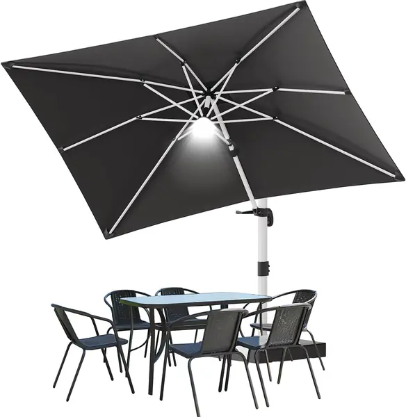 Alu Sonnenschirm Balkon 300x400x260cm Ampelschirm…