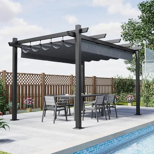 Aluminium Pergola mit Schiebedach, Verstellbarer…
