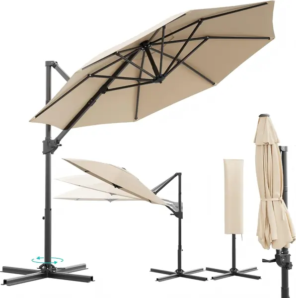 Ampelschirm 300 cm, Sonnenschirm für Garten & Terrasse…