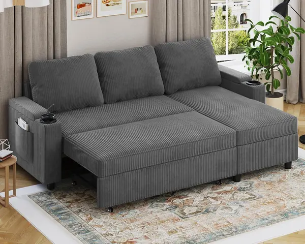 Ecksofa mit Schlaffunktion und Bettkasten L-Form Sofa…