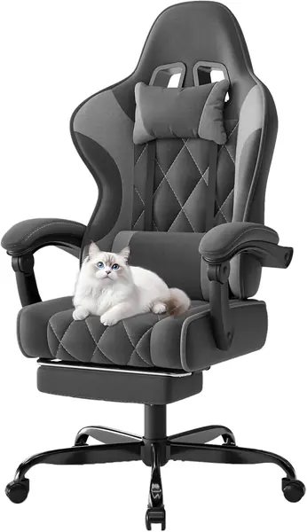 Ergonomischer Gaming Stuhl aus Stoff mit Massagefunktion…