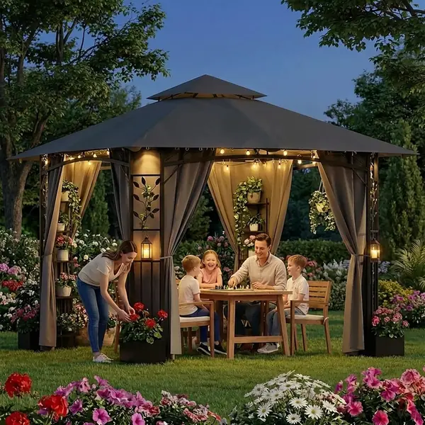 Garten Pavillon mit 4 Pflanzkübeln Spalier, zur…