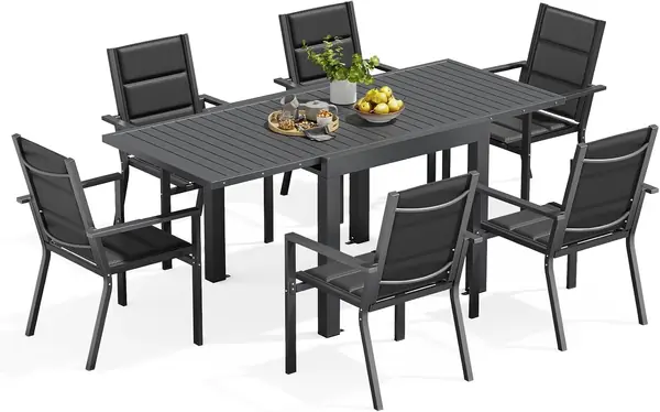 Gartenmöbel Set 6 Personen,6+1 Aluminium Tisch und Stühle…