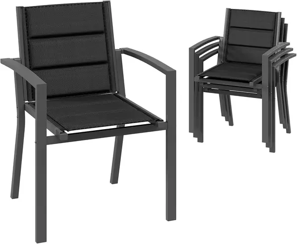 Gartenstuhl Set 4, stapelbarer Aluminium-Esszimmerstuhl…