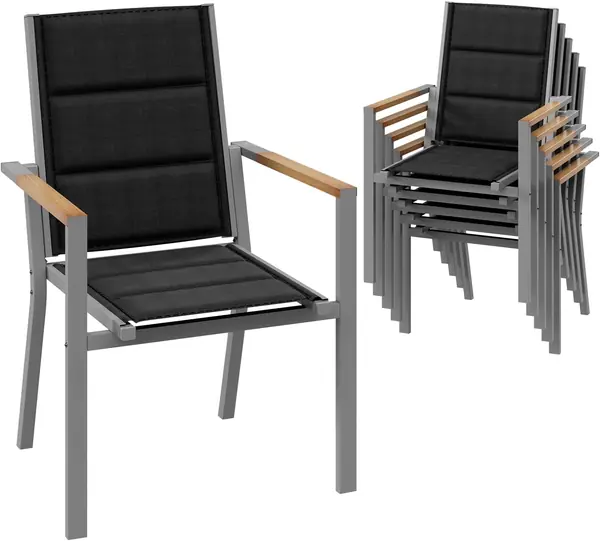Gartenstuhl Set 6, Stapelbare Aluminium Esszimmerstühle…