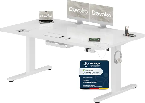 Höhenverstellbarer Schreibtisch 160x80cm mit Typ-C…