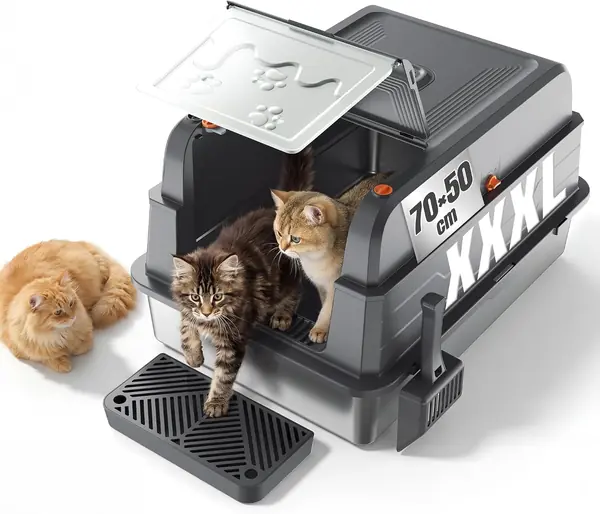 Katzenklo Edelstahl, XXXL Katzenklo Edelstahl mit Deckel…
