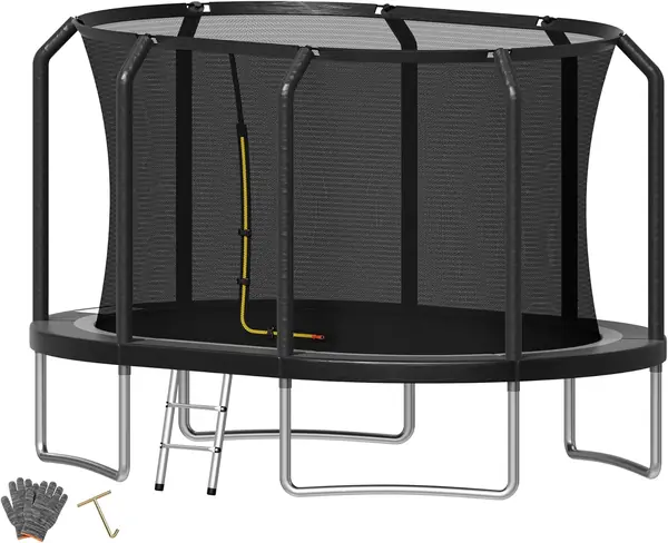 Outdoor Trampolin - Large Oval, 3 in 1 Familientrampolin…