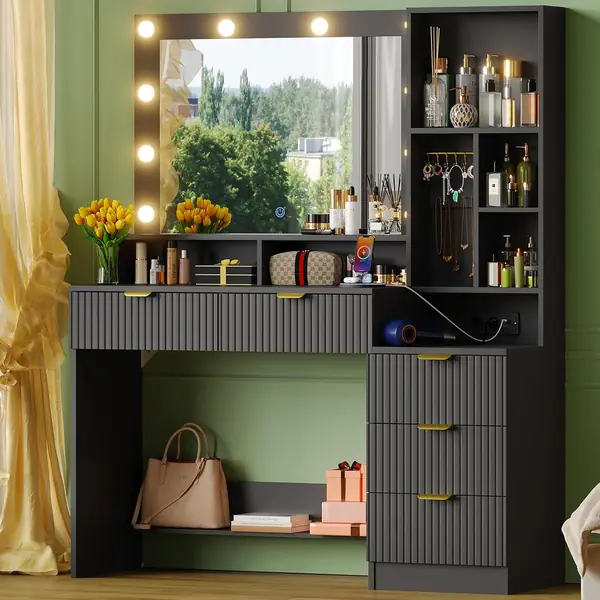Schminktisch mit LED Beleuchtung und Spiegel,Frisiertisch…