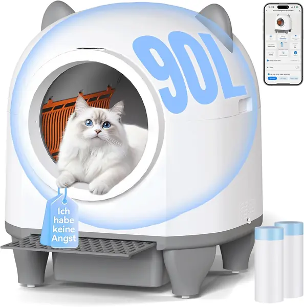 Selbstreinigendes Katzenklo, 90 l, Elektrisch, mit…